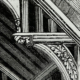 Printed image of wood carvings on a building