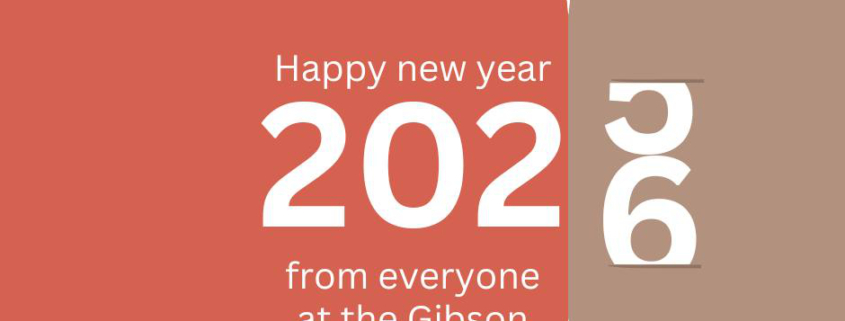 Poster image by the Gibson Library News happy new year