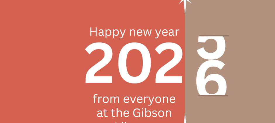 Poster image by the Gibson Library News happy new year