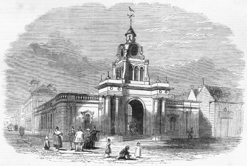 illustration of the Gibson library exterior clock tower