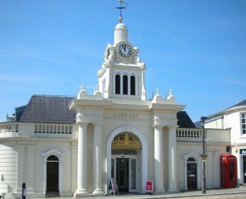 image of the Gibson library exterior clock tower
