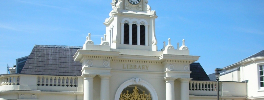 image of the Gibson library exterior clock tower