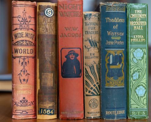 Image of dated books a "Collection Fiction titles"