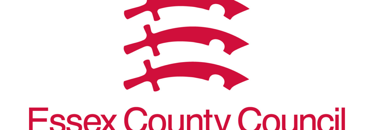 Essex County Council logo: three stylized red, curved forms above the council’s name in matching red text on a white background.