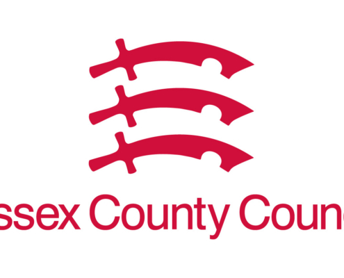 Essex County Council logo: three stylized red, curved forms above the council’s name in matching red text on a white background.