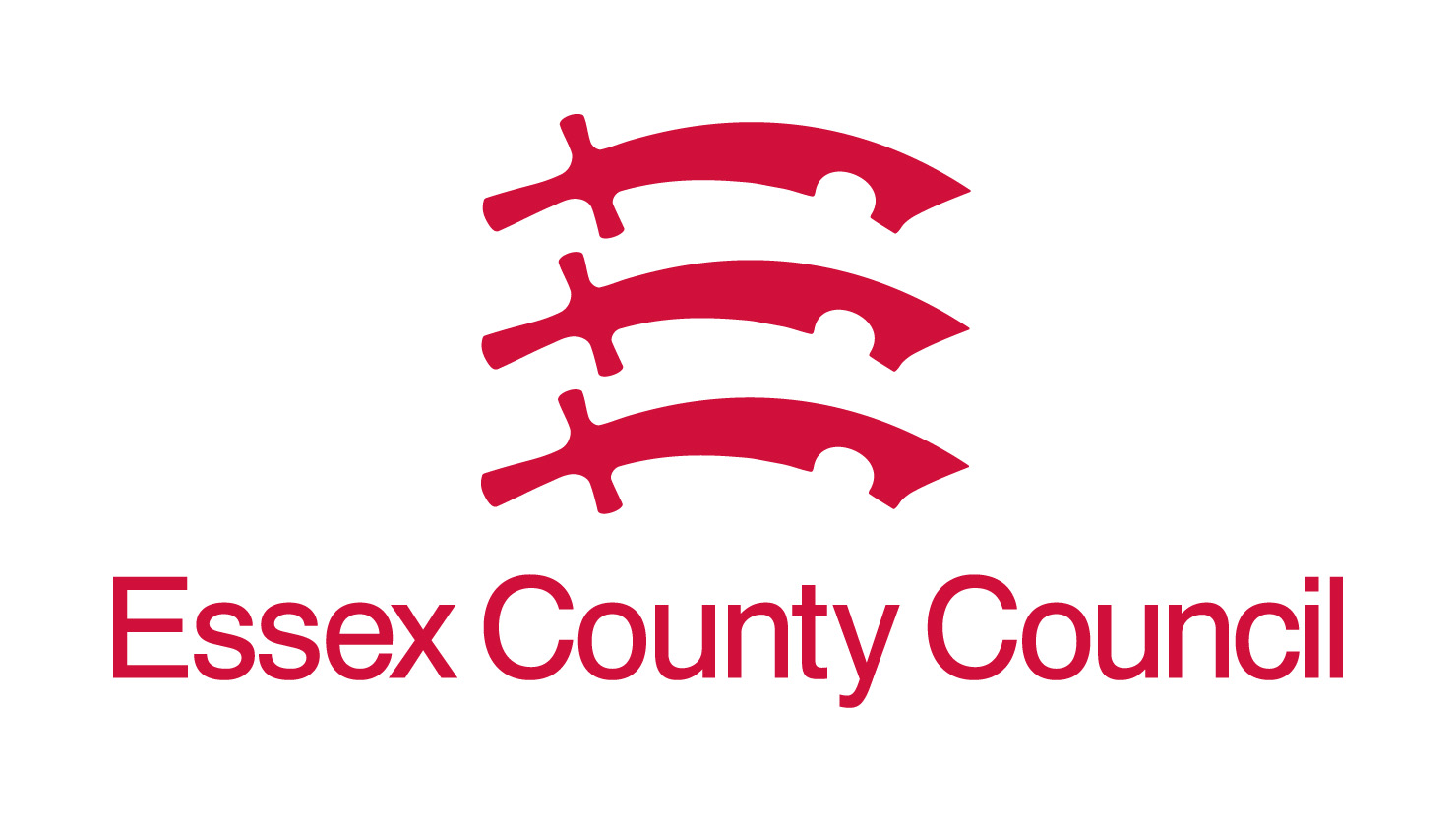 Essex County Council logo: three stylized red, curved forms above the council’s name in matching red text on a white background.