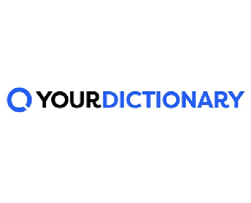 White graphic with text reading "your (in black) dictionary (in blue)" next to an incomplete circle also in blue