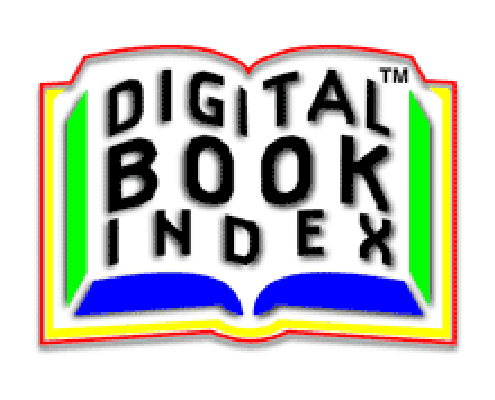 The colourful, open-book-shaped logo for the Digital Book Index, featuring stacked black text over blue and green accents with a red and yellow outline.