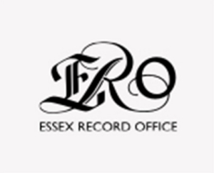 A white graphic with the text "essex record office" centered in black, below elaborate script letters ERO.